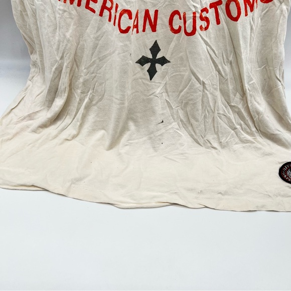 Affliction Cream Short Sleeve Graphic Tee Wings Design Y2K Moto Skater-XXXL - Picture 5 of 16